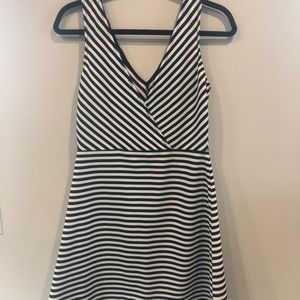 Black and White Pinstriped Mini Dress